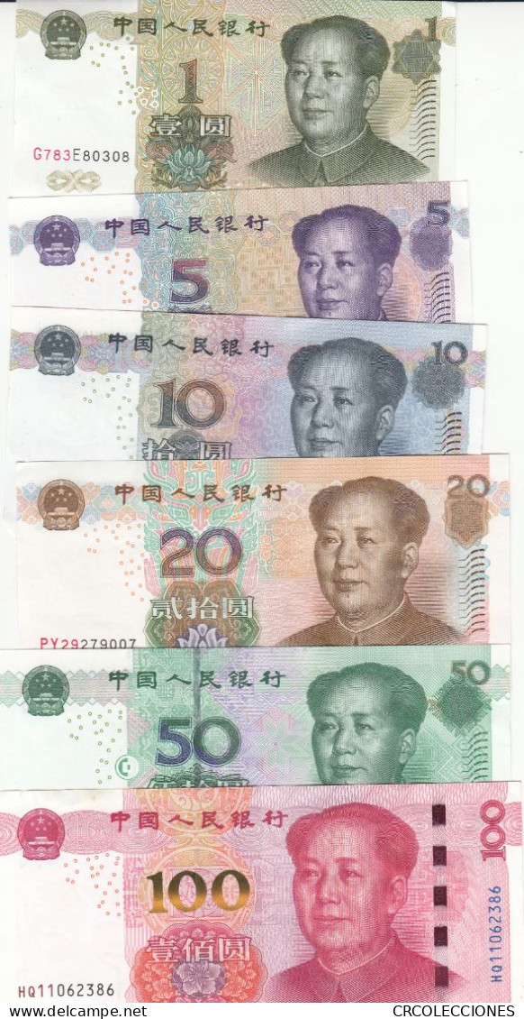 CRBX300 LOTE DE 6 BILLETES CHINA DIFERENTES CIRCULADOS - Chine