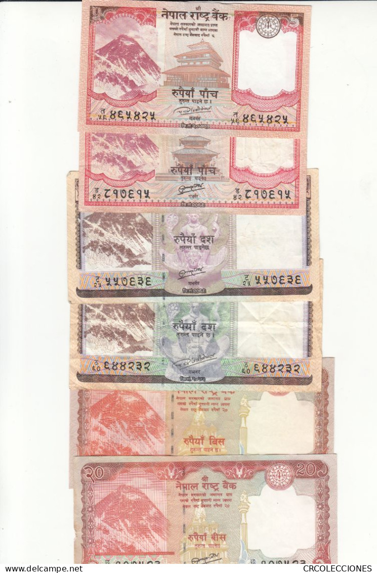 CRBX302 LOTE DE 12 BILLETES NEPAL DIFERENTES CIRCULADOS - Népal