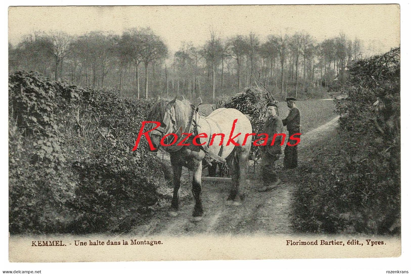 Kemmel Paard En Kar Attelage Geanimeerd  Une Halte Dans La Montagne (In Zeer Goede Staat) - Heuvelland