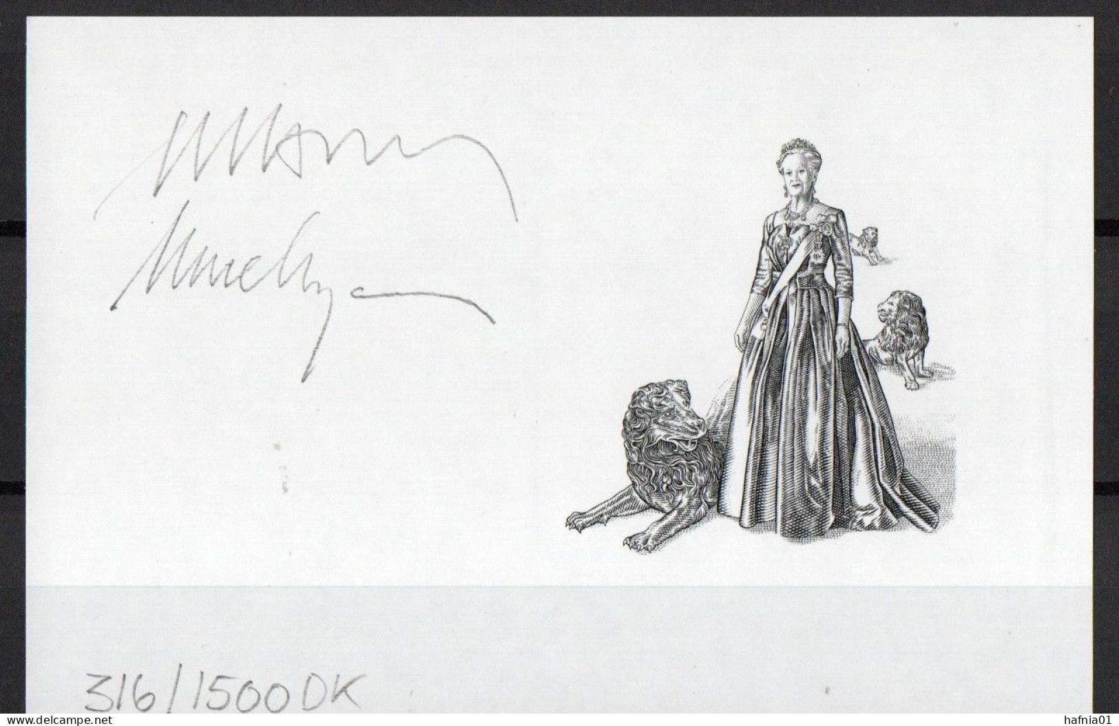 Martin Mörck. Denmark 2012. Queen Margrethe II. Black Print. MNH. LIMITED EDITION.  Signed. - Proeven & Herdrukken