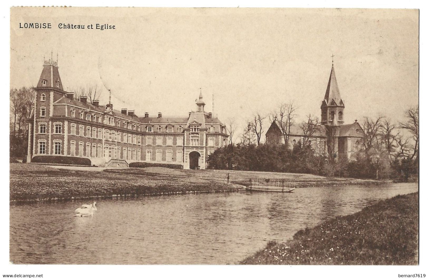 Belgique  -  Lombise - Chateau Et Eglise - Spediteur Marquis De La Boessiere Thiermes  Lombise - Lens