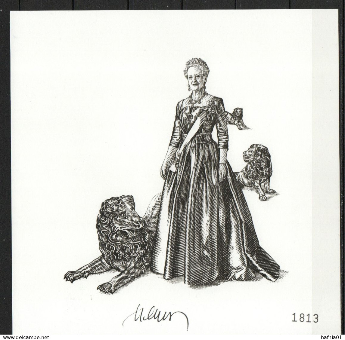 Martin Mörck. Denmark 2012. Queen Margrete II  Black Print. LIMITED EDITION. Signed. - Probe- Und Nachdrucke