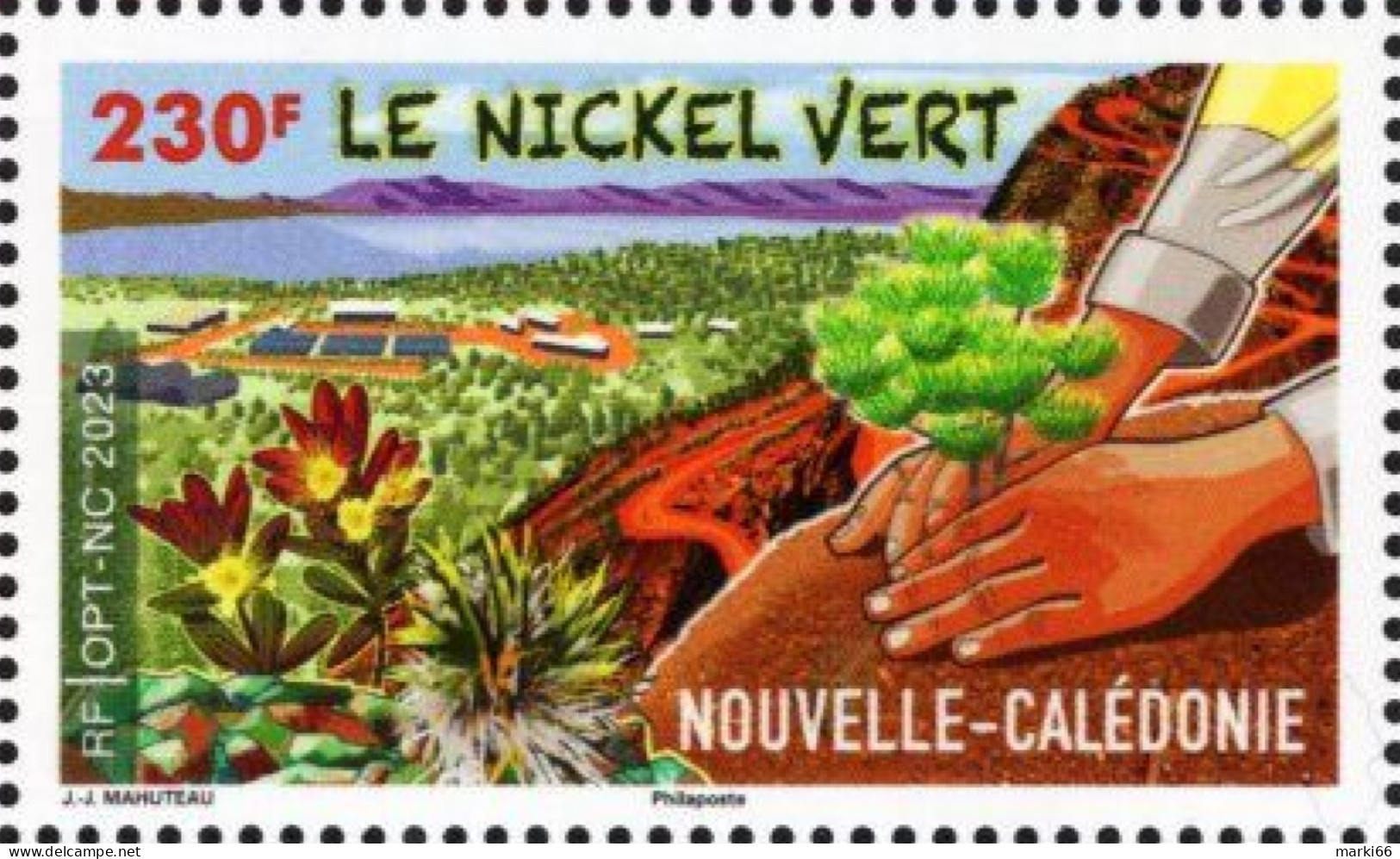 New Caledonia - 2023 - Ecology - Green Nickel Excavation - Mint Stamp With Varnish - Unused Stamps