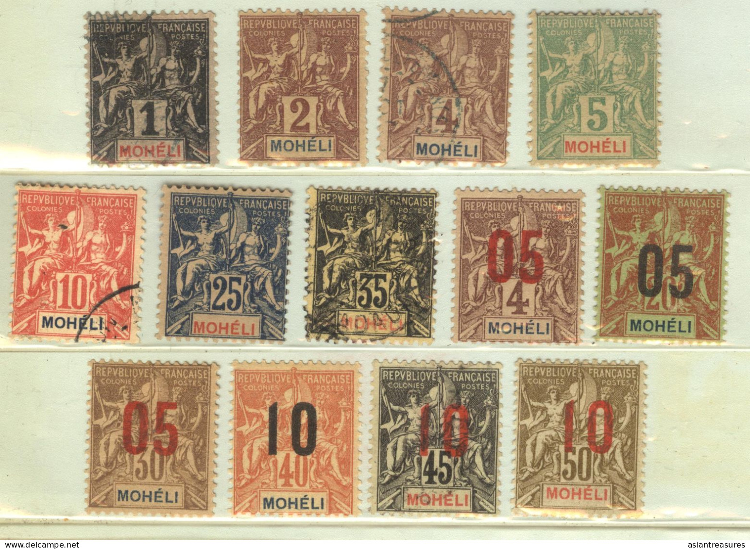 French Moheli  , 13 New  And Used Stamps, Hinged - Unused Stamps