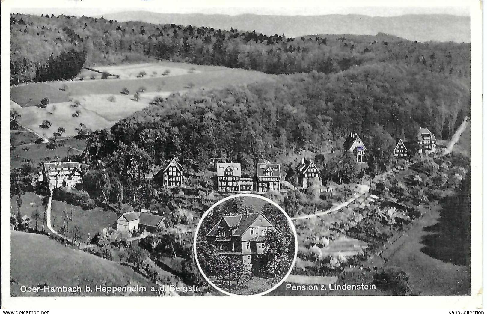 Ober-Hambach Bei Heppenheim An Der Bergstraße, Pension Zum Lindenstein, Gelaufen 1954 - Heppenheim