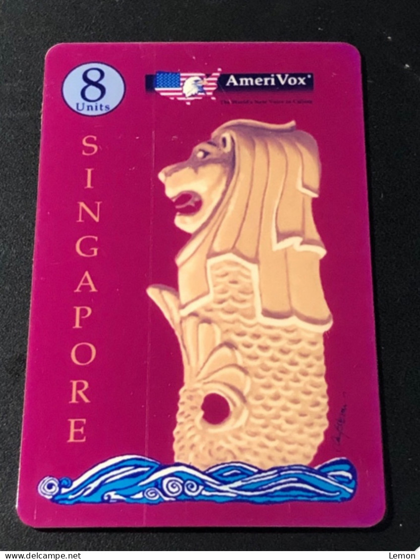 Mint USA UNITED STATES America AmeriVox Prepaid Telecard Phonecard, SINGAPORE MERLION, Set Of 1 Mint Card (Mintage 1488) - Amerivox