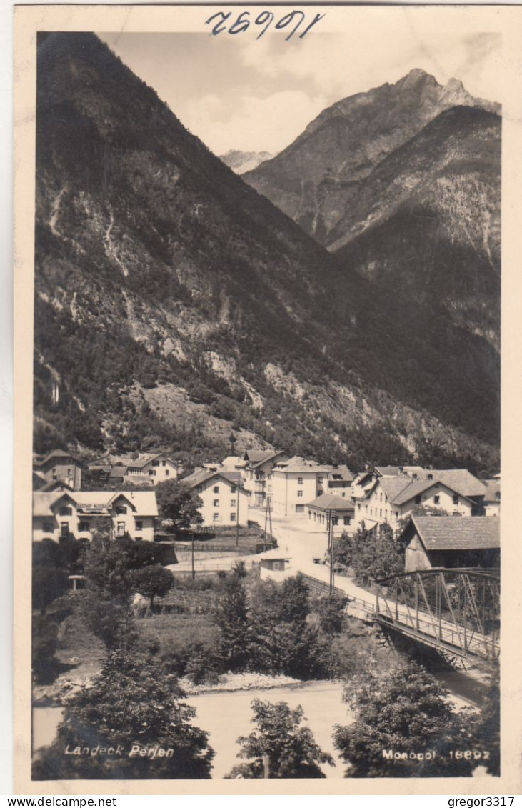 D9264) LANDECK - PERJEN - Tolle Ansicht Auf Häuser über Brücke U. Fluss Gesehen ALT - Landeck