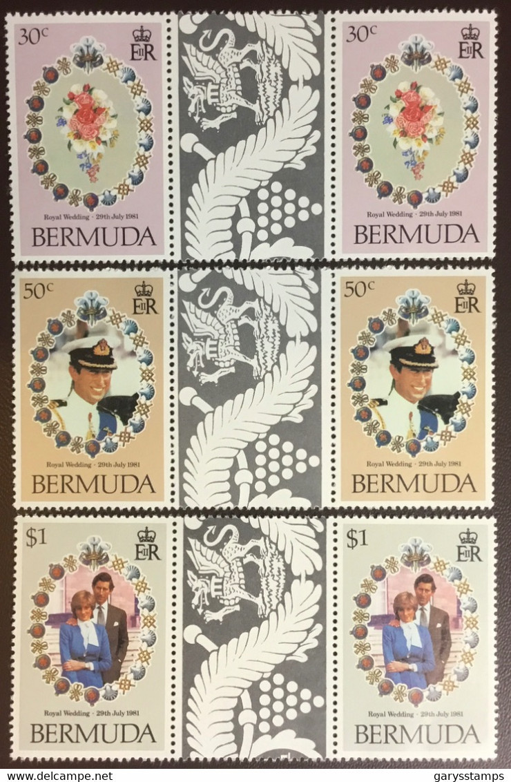 Bermuda 1981 Royal Wedding Gutter Pairs MNH - Bermuda