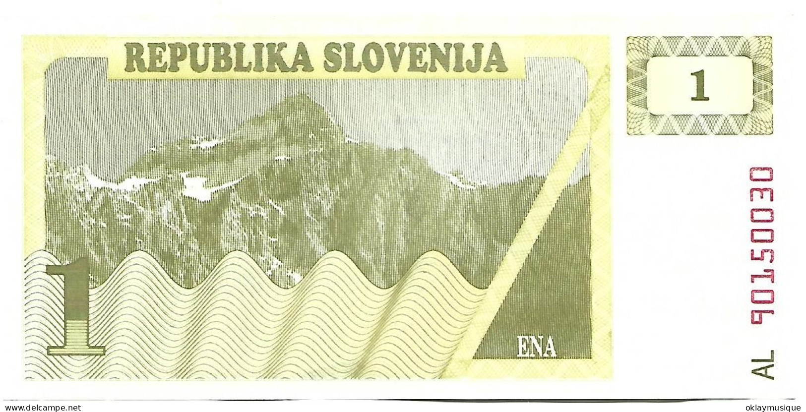 1 Tolar 1990 (recto) Le Mont Triglav (Alpes Juliennes), (verso) Valeur Numérique Au Centre Du Billet - Slovenia