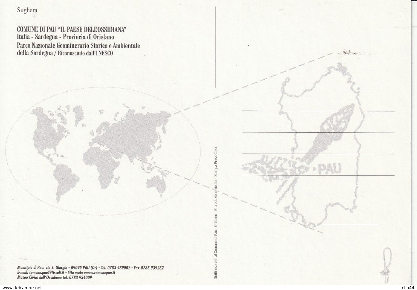 Italia - Sardegna - Oristano - Comune Di PAU  " Il Paese Dell'Ossidiana " - - Oristano