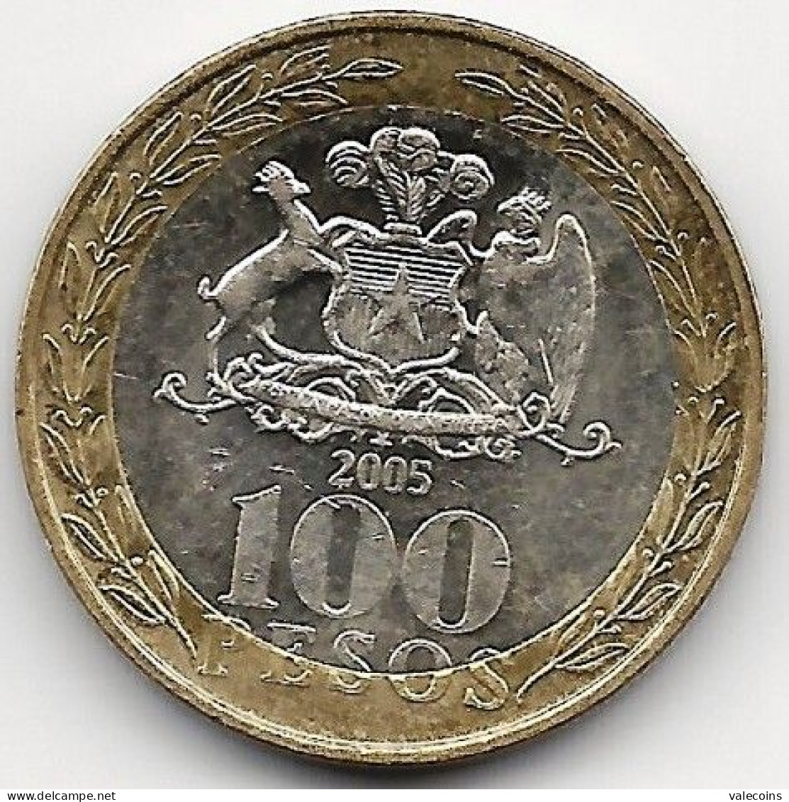 * CILE CHILE - 2005 -  100 Pesos - KM 236 - UNC - Bimetallica Bimetallic - Chili