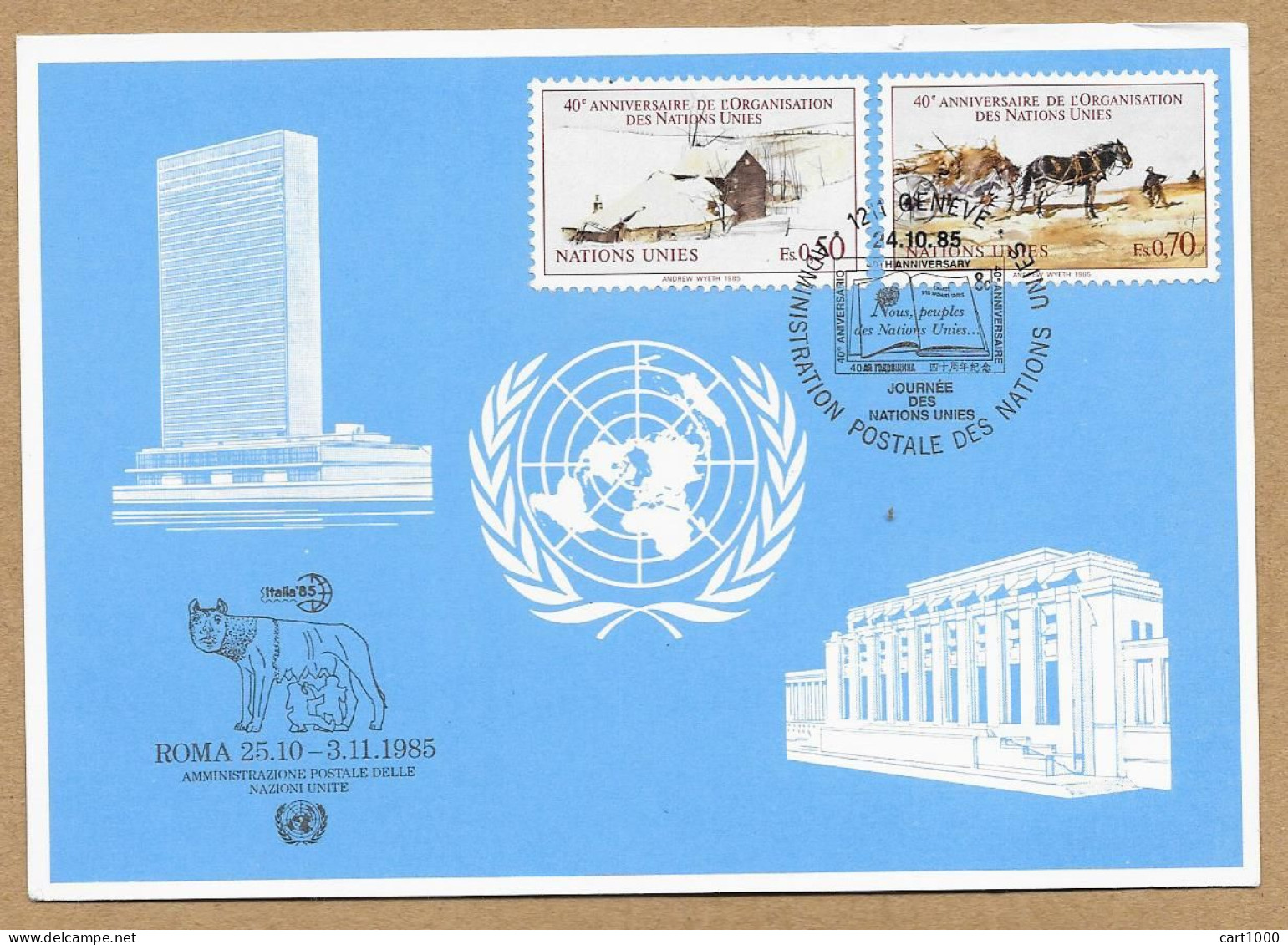 GENEVE NATIONS UNIES NAZIONI UNITE 1985 N°G686 - Cartes-maximum