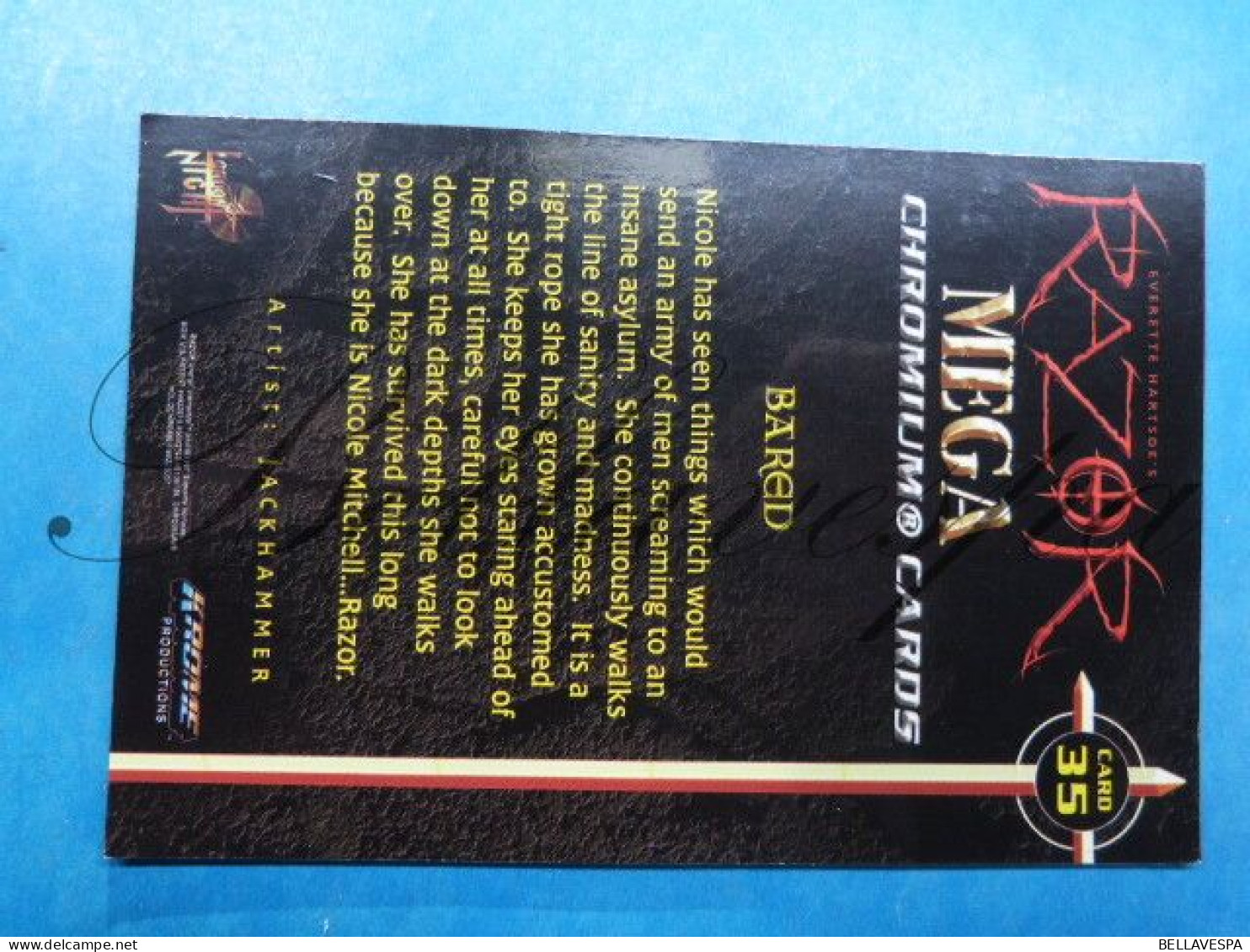 Danger No Diving Razor Mega Chromium Cards BARED Card N° 35 Nicole  Artist JACKHAMMER  1997 - Carte Da Gioco