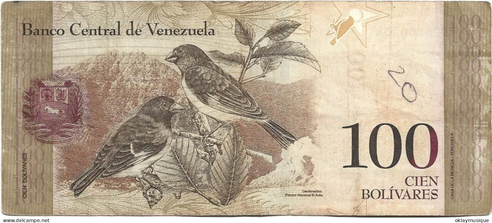 100 Bolivares 2007-17 (recto)  Simon Bolivar Général Vénézuélien,Siski Rouge Et Le Parc National El Ávila - Venezuela