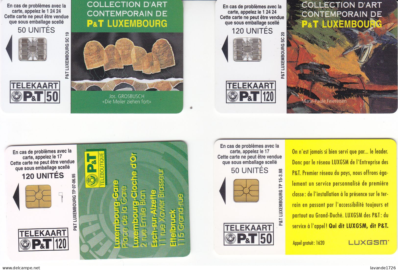 Lot De 4 Télécartes Du Luxembourg T.B.E. - Luxemburgo