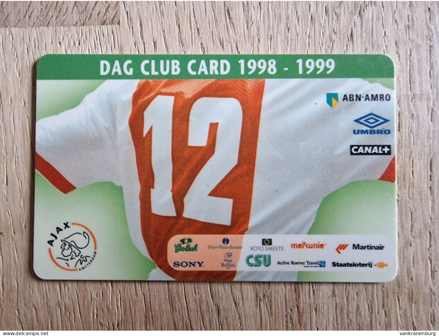 Club Card - Ajax Amsterdam - FC Utrecht - 1999 - 7.3.1999 - Football Soccer Fusseball Voetbal Foot - Habillement, Souvenirs & Autres