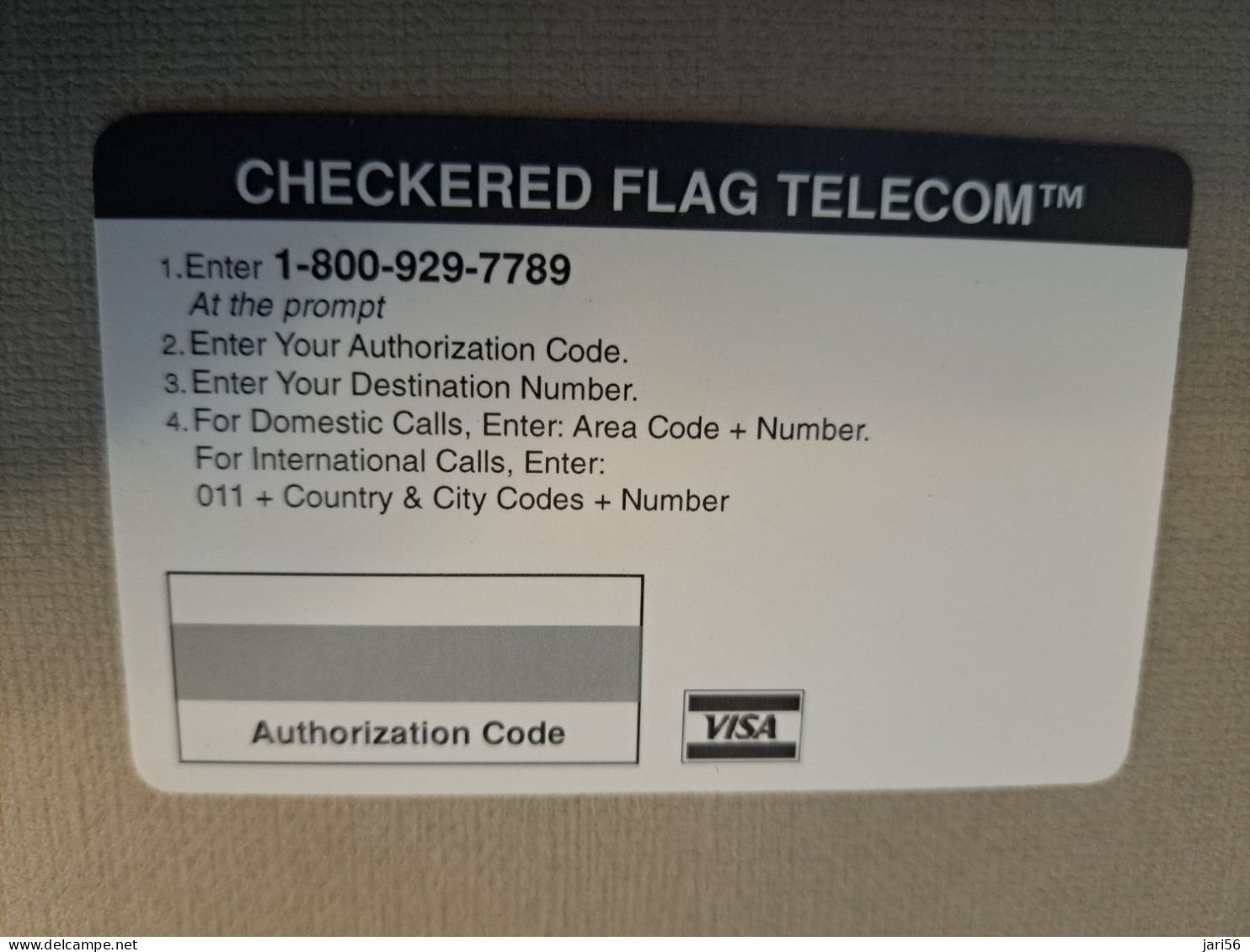 UNITED STATES / AMERICA / SIMPSONS/ HOOMER/ CHECKERED FLAG TELECOM/ VISA/   DUMMY/ SAMPLE    ** 15839** - AT&T