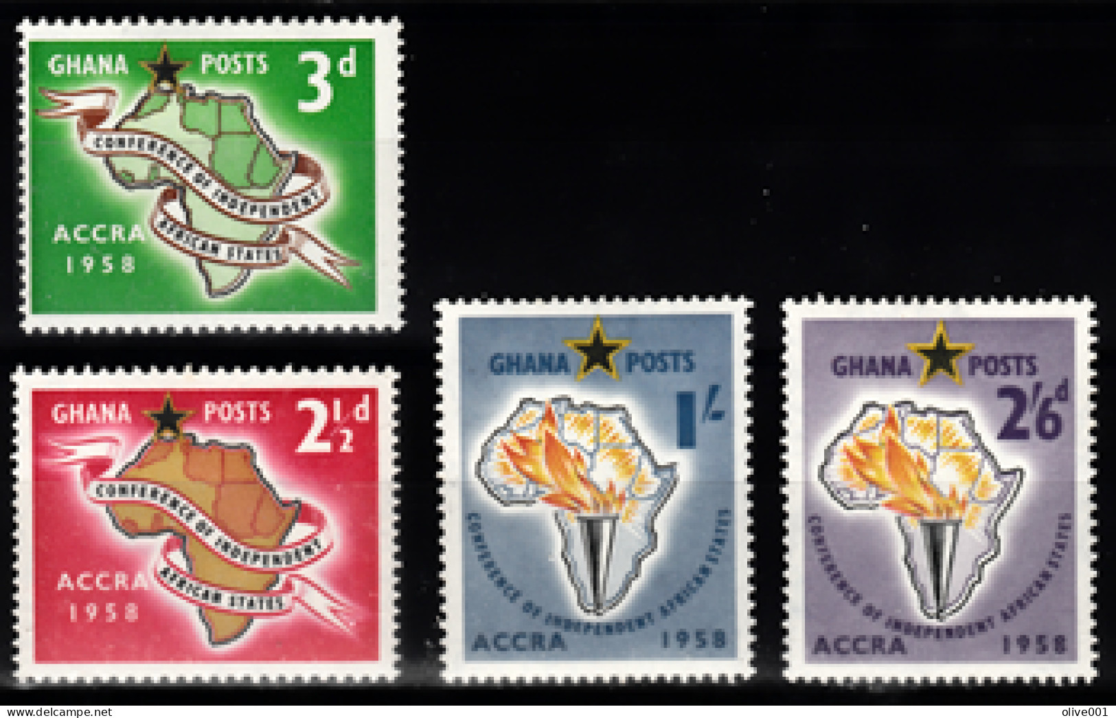 Ghana - 1958 - Conférence Des états Indépendants D'Afrique à Accra - 4 Tp Y&T N° 21/24 MNH ** - Neufs - New - Ghana (1957-...)