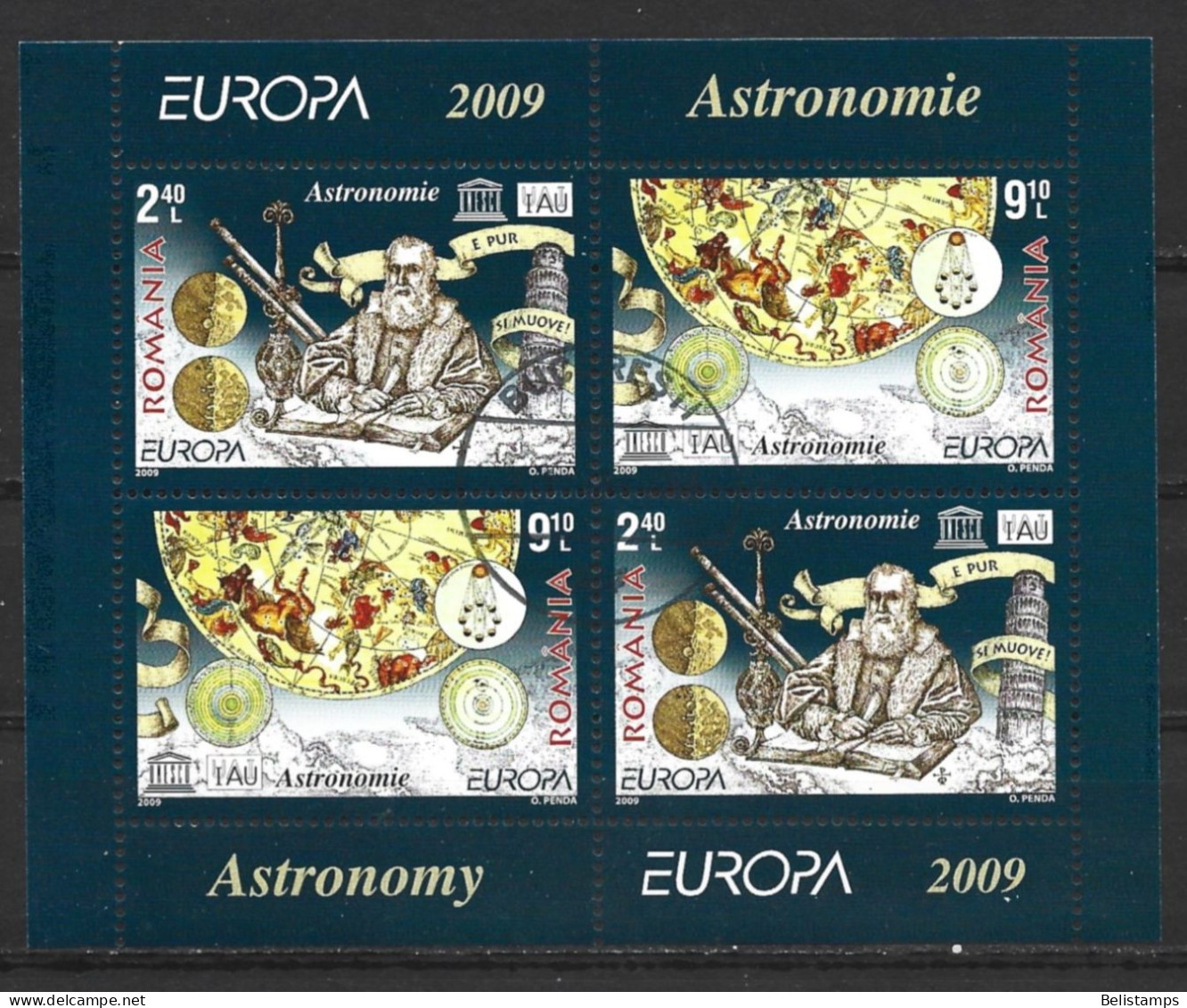 Romania 2009. Scott #5104a-5104b (U) Europa, Tntl. Year Of Astronomy  *Complete Sheets* - Gebraucht