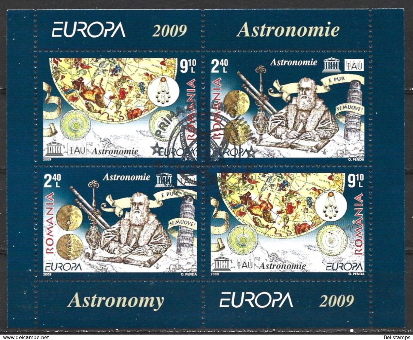 Romania 2009. Scott #5104a-5104b (U) Europa, Tntl. Year Of Astronomy  *Complete Sheets* - Gebruikt