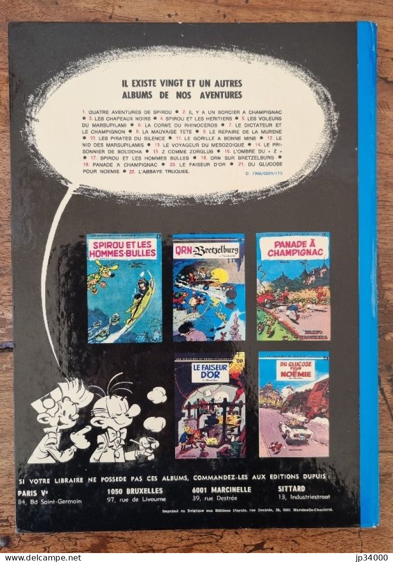 SPIROU ET FANTASIO N°13. Le Voyageur Du Mésozoïque. Dupuis 1972 Dos Rond.Parfait - Spirou Et Fantasio