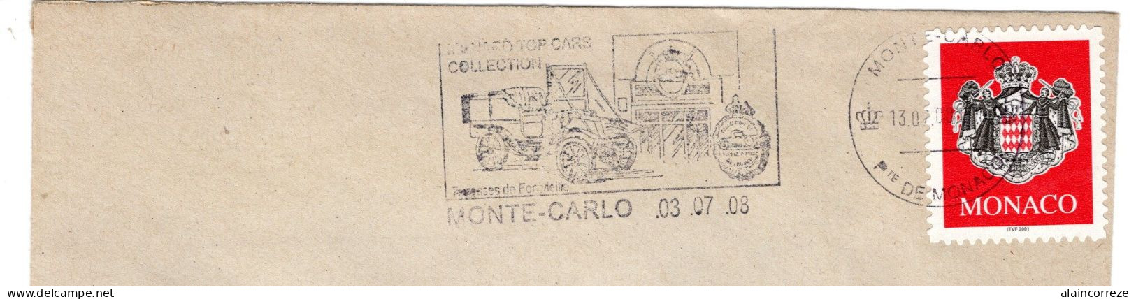 Monaco Monte Carlo Flamme MONACO TOP CARS COLLECTION Exposition De Véhicules Voitures De Collection - Postmarks