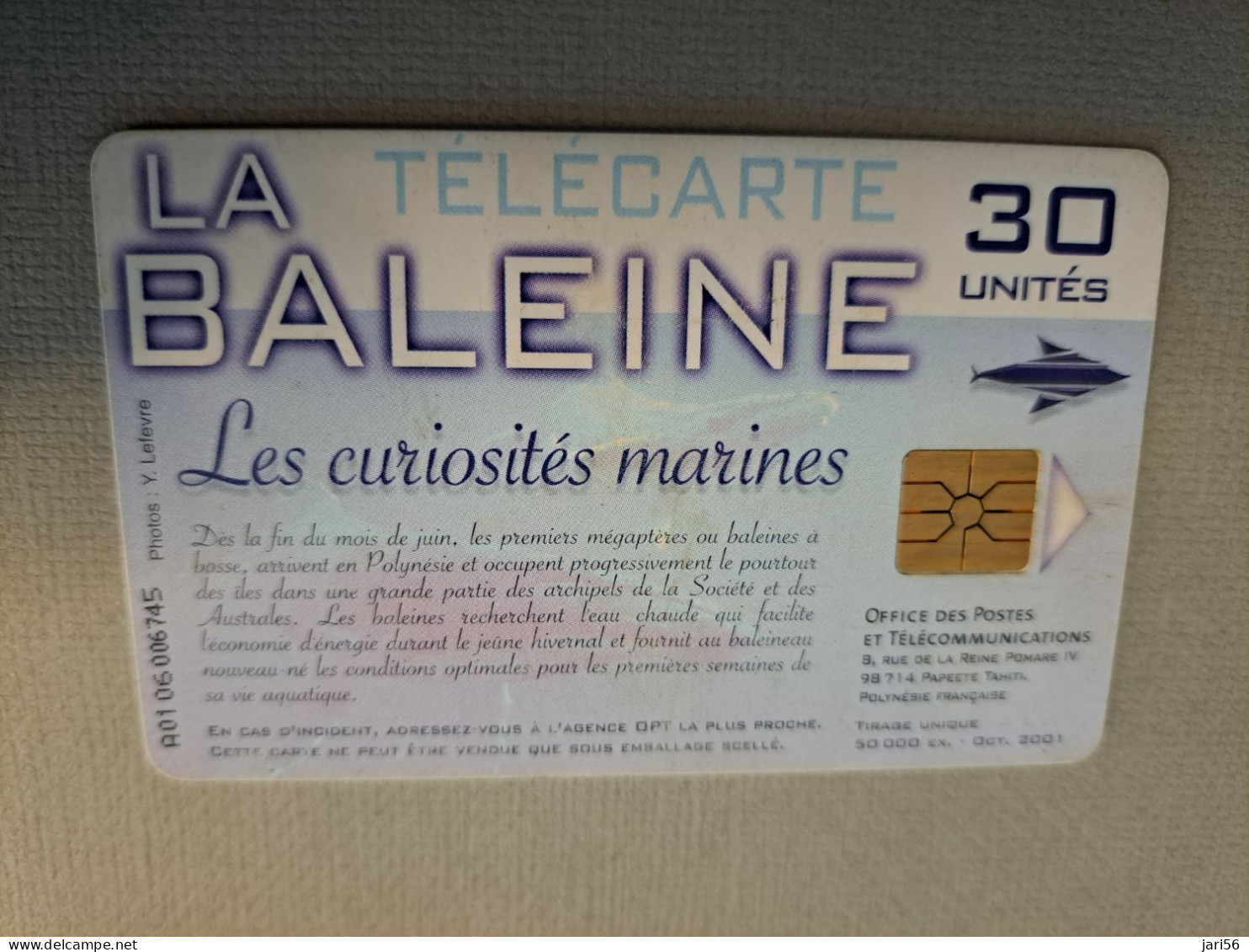 POLINESIA FRANCAISE  CHIPCARD  30 UNITS  /FISH/ REQUIN /LES CURIOSITES MARINES ./           **15861** - Frans-Polynesië