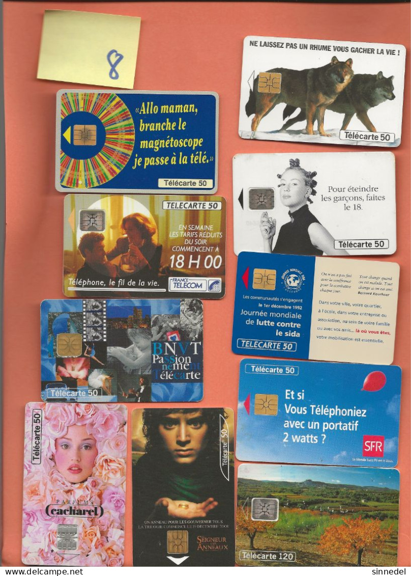 LOT DE 10 TELECARTES DE FRANCE DIFFERENTE - Sammlungen