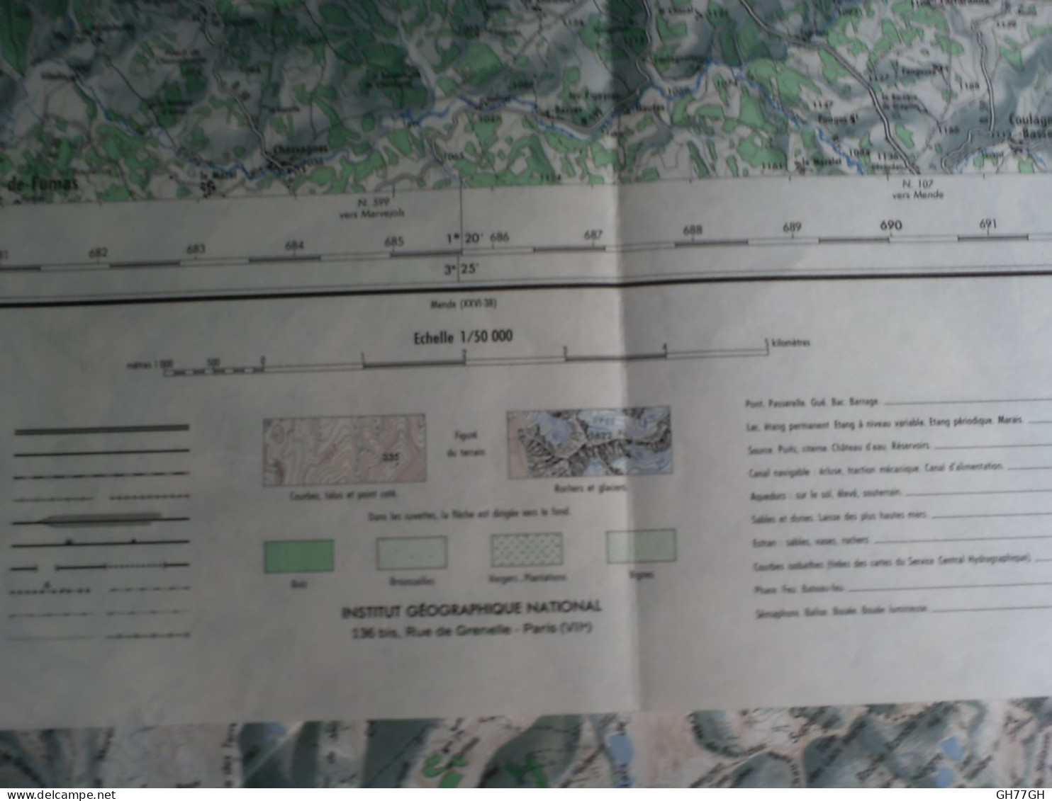 CARTE IGN SAINT-CHELY-D'APCHER (LOZERE) 1/50000ème -56x73cm -2cm=1km -mise à Jour De 1965 -IGN FRANCE - Cartes Topographiques