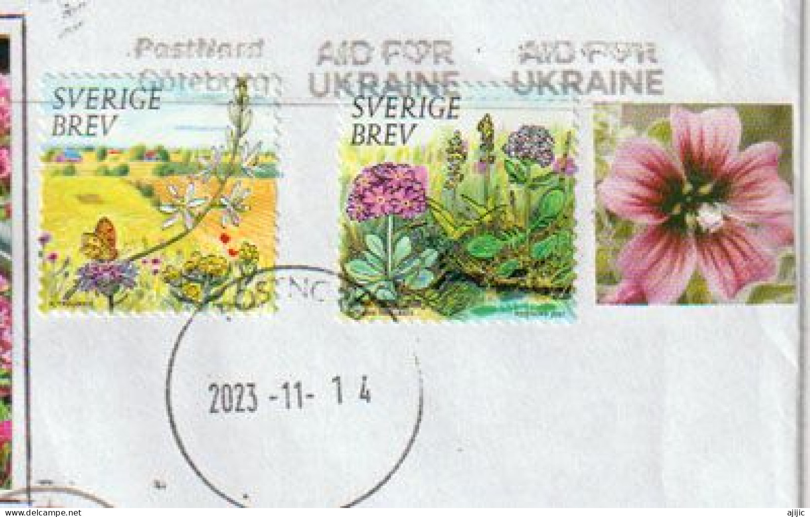 2023. AID FOR UKRAINE. Flamme Sur Lettre Suède, Adressée à Andorra, Avec Timbre à Date Illustré Arrivé Andorra. 2 Photos - Lettres & Documents