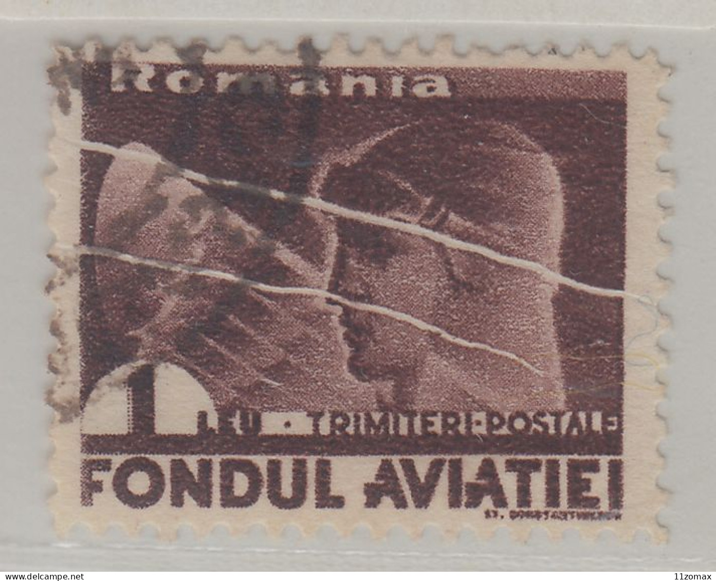 ERROR * TWICE FOLDED PRINT * - Romania 1936 Mi 21 AIRMAIL *** Rare  - VIPauction001 - Gebraucht