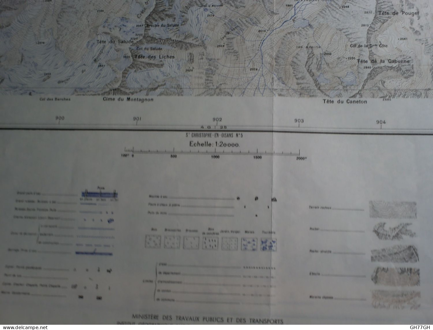 CARTE SAINT CHRISTOPHE-EN-OISANS (ISERE) 1/20000ème -51x73cm -1cm=200m -mise à Jour De 1934 -IGN FRANCE - Cartes Topographiques