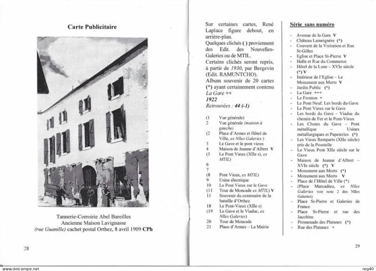 * ORTHEZ / / Cartes Postales (1900-1940) * Par Jean TEITGEN  - Inventaire Par Editeurs -  Edition 2005 - Aquitaine