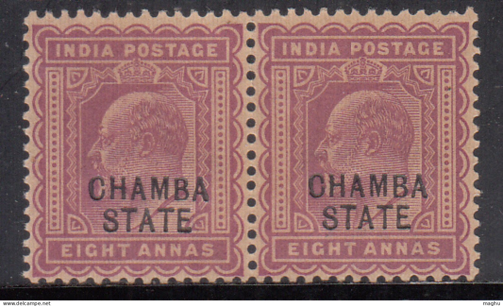 8a MH Pair Chamba State, Edward Series 1903-1905, British India, SG37 - Chamba