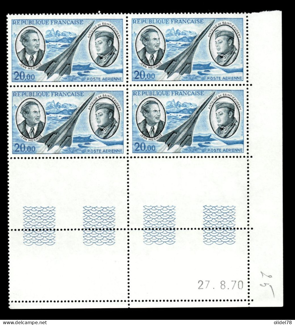 PA N°44 - Mermoz Et Saint-Exupéry - Bloc De 4 Coin Daté 27.08.70 Luxe MNH** - Posta Aerea