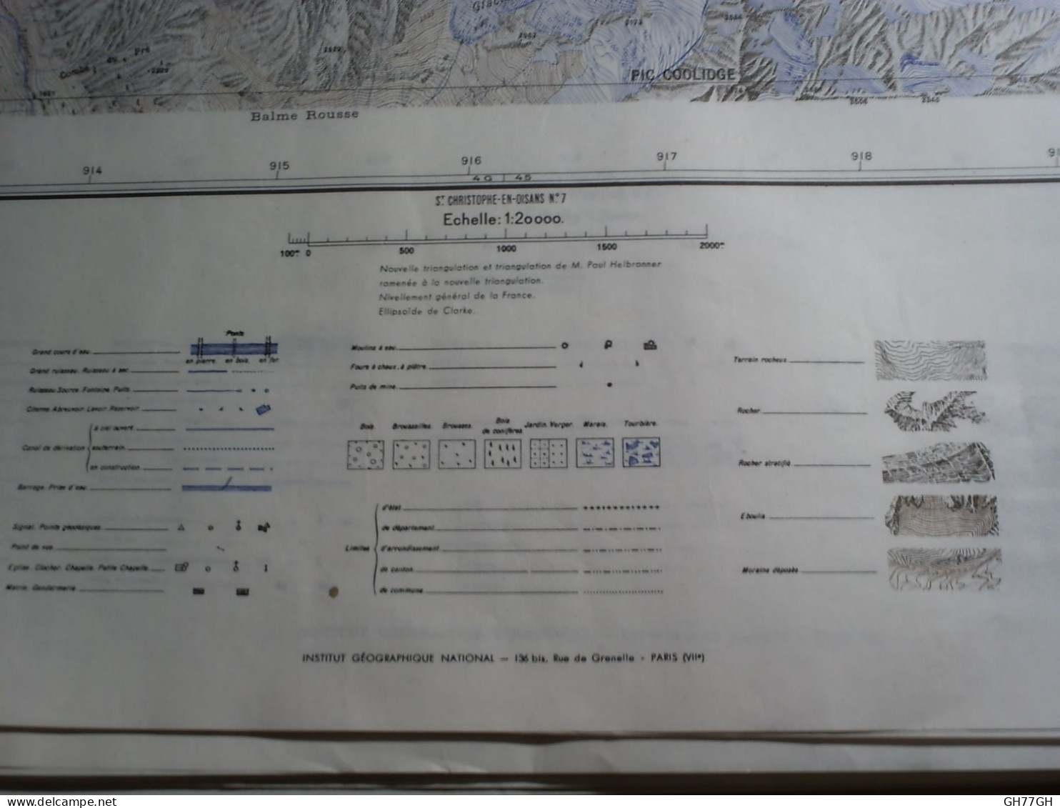 CARTE SAINT CHRISTOPHE-EN-OISANS (ISERE) 1/20000ème -51x73cm -1cm=200m -mise à Jour De 1932 -IGN FRANCE - Cartes Topographiques