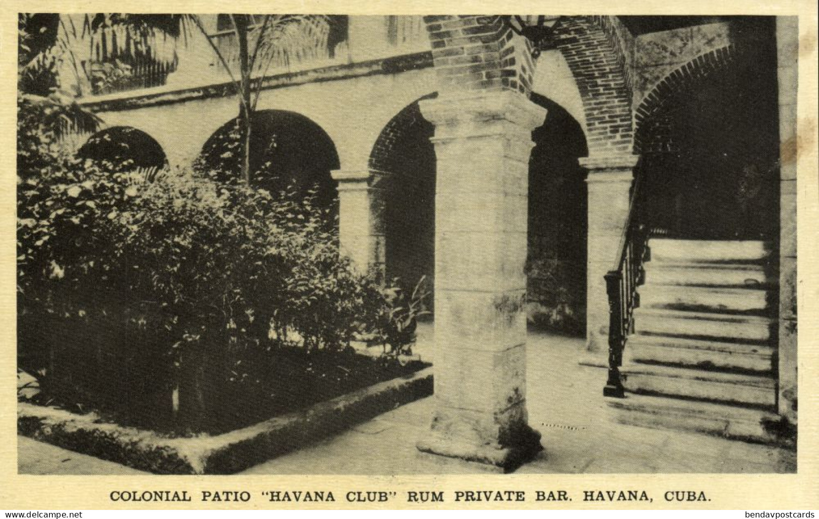 Cuba, Colonial Patio Havana Club Rum Private Bar (1930s) Postcard - Cuba