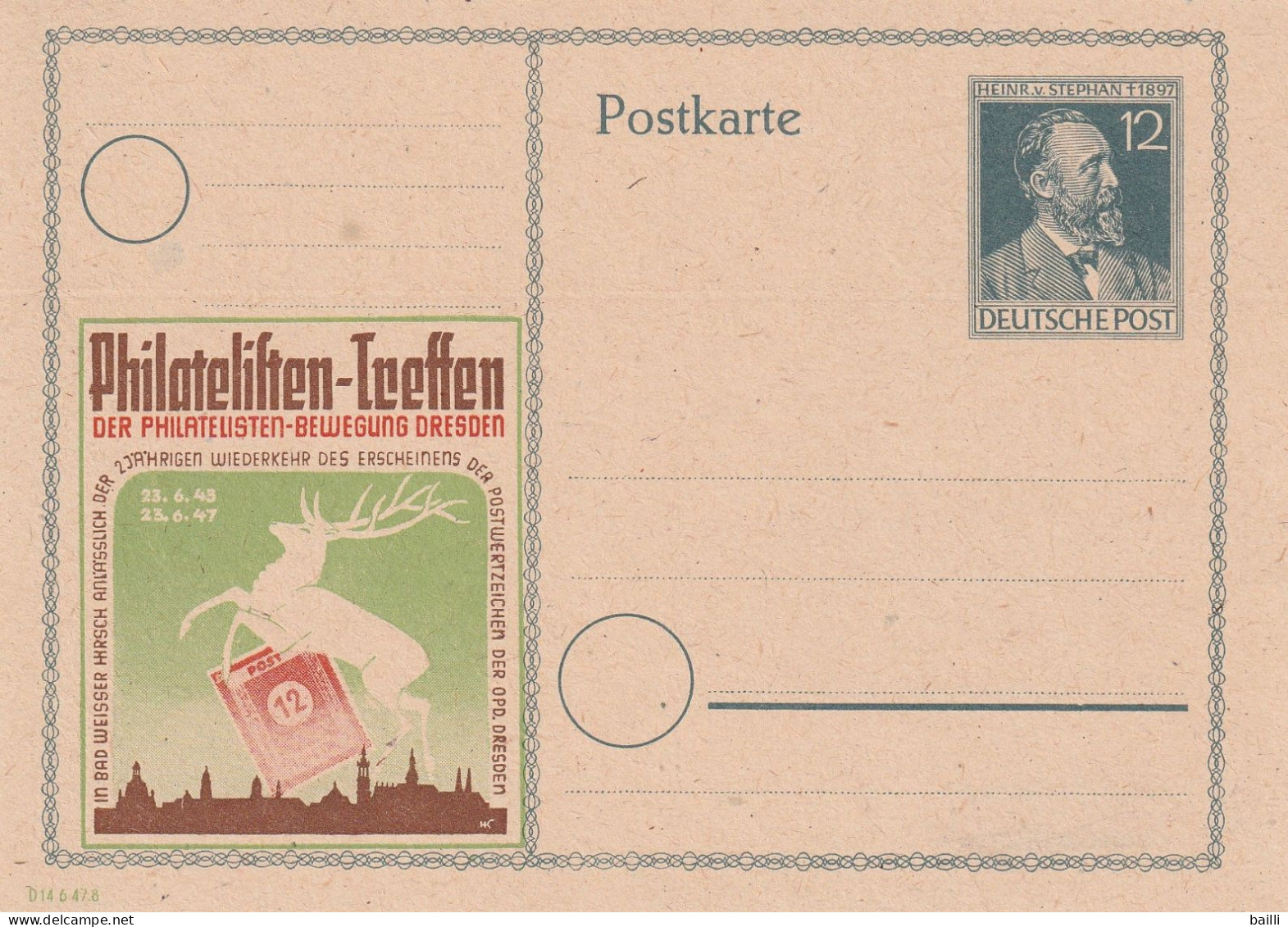 Allemagne Zone AAS Entier Postal Illustré - Interi Postali