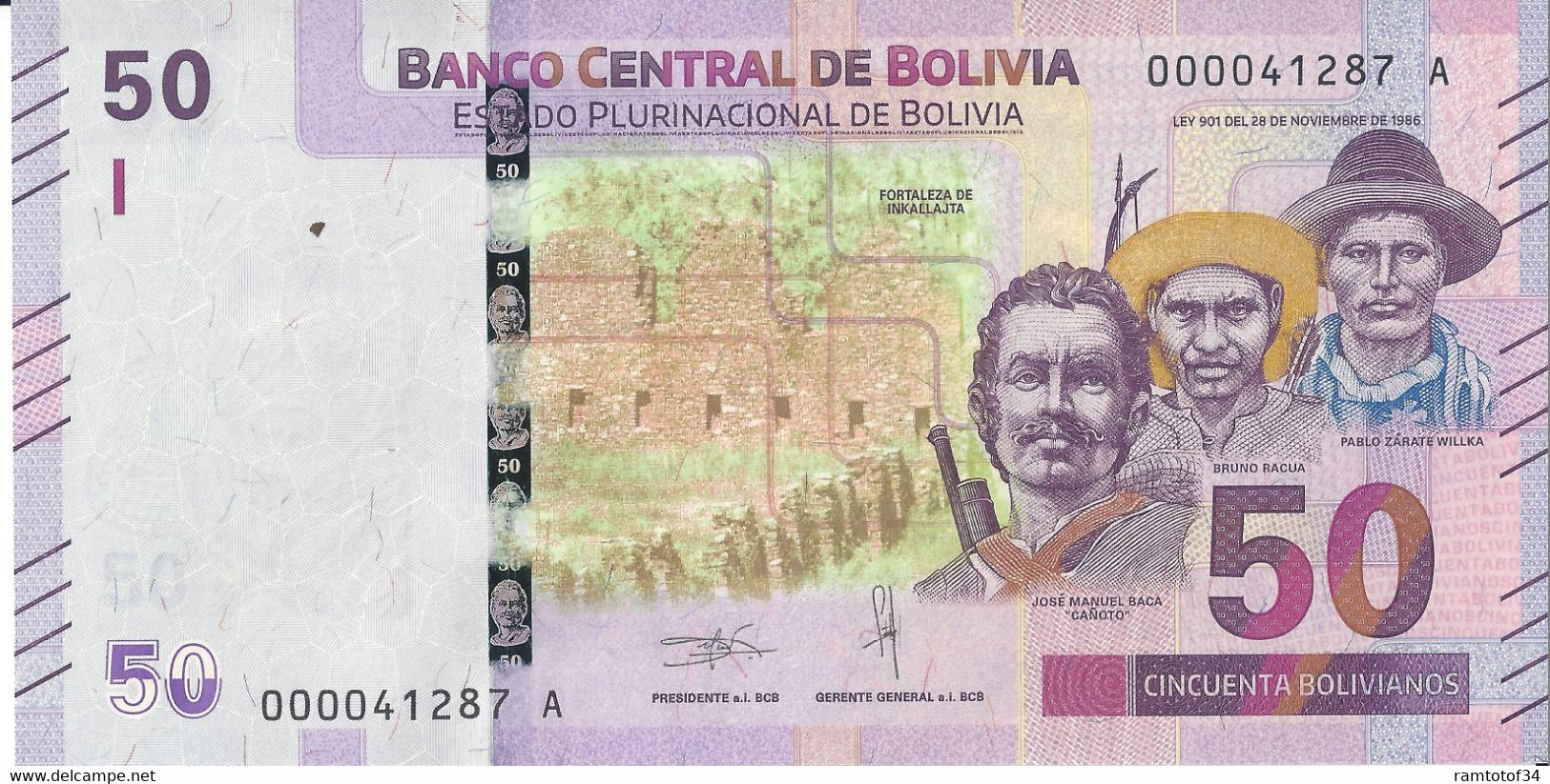 BOLIVIE - 50 Bolivianos 2018 UNC - Bolivie