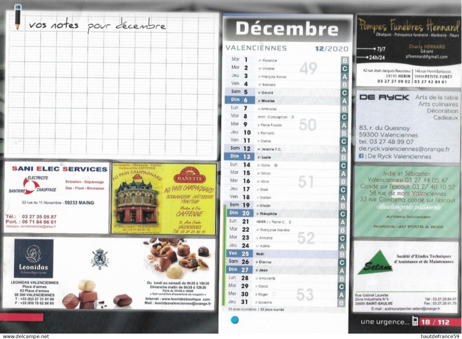 CALENDRIER Neuf CIS POMPIERS VALENCIENNES 12 Mois Coloriage Jeu Publicités Commerciales - Grand Format : 2001-...