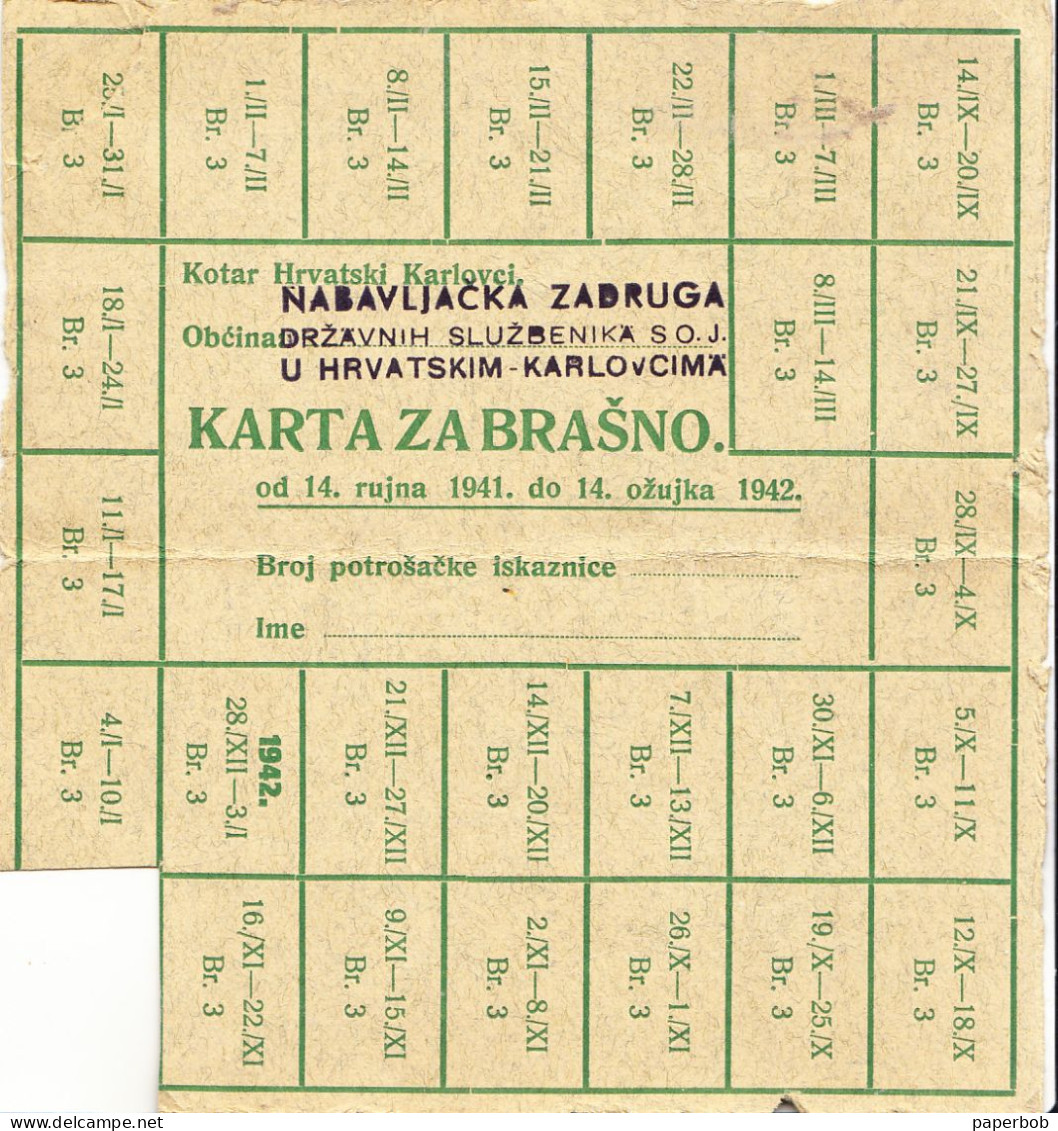 WWII , BON , COUPON FOR FLOUR 1942 - Servië