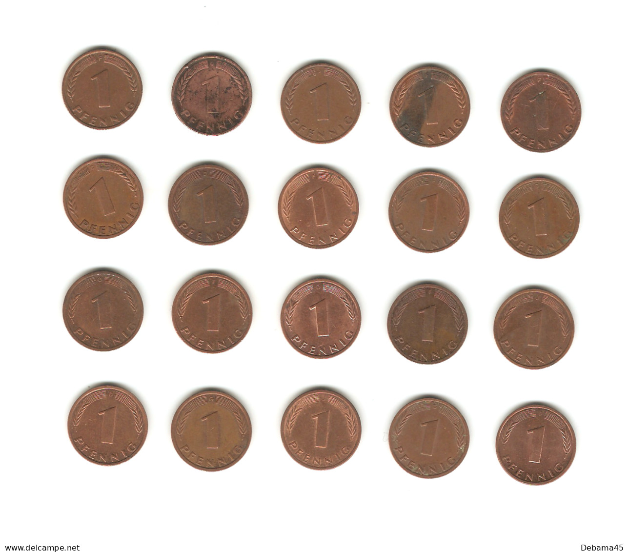 270/ Allemagne : 20 X 1 Pfennig (tous Différents - De 1949 à 1995) - 1 Pfennig