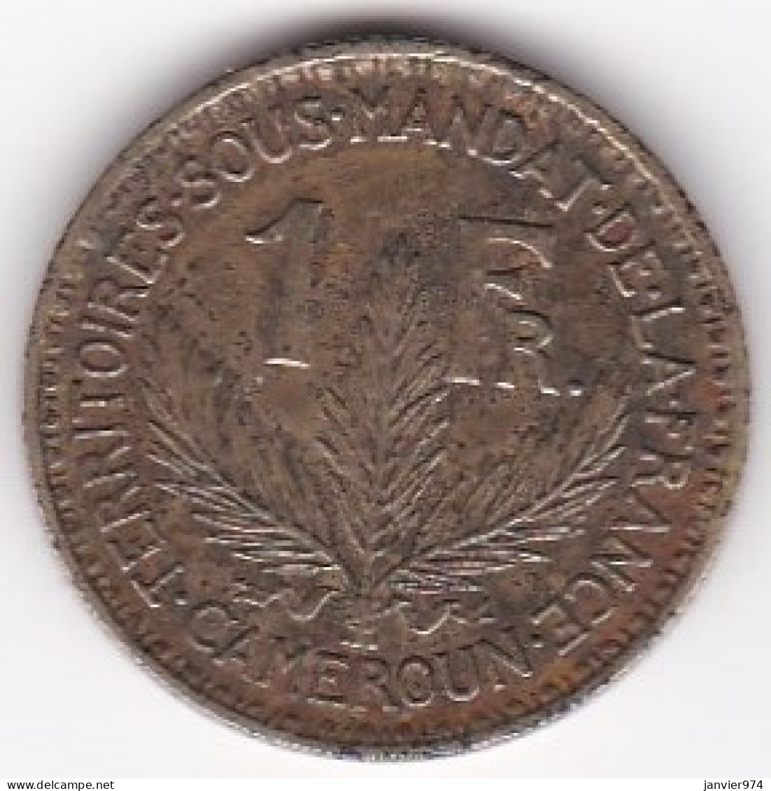 Territoire Sous Mandat De La France. Cameroun. 1 Franc 1925. En Bronze Aluminium,  Lec# 7 - Camerún