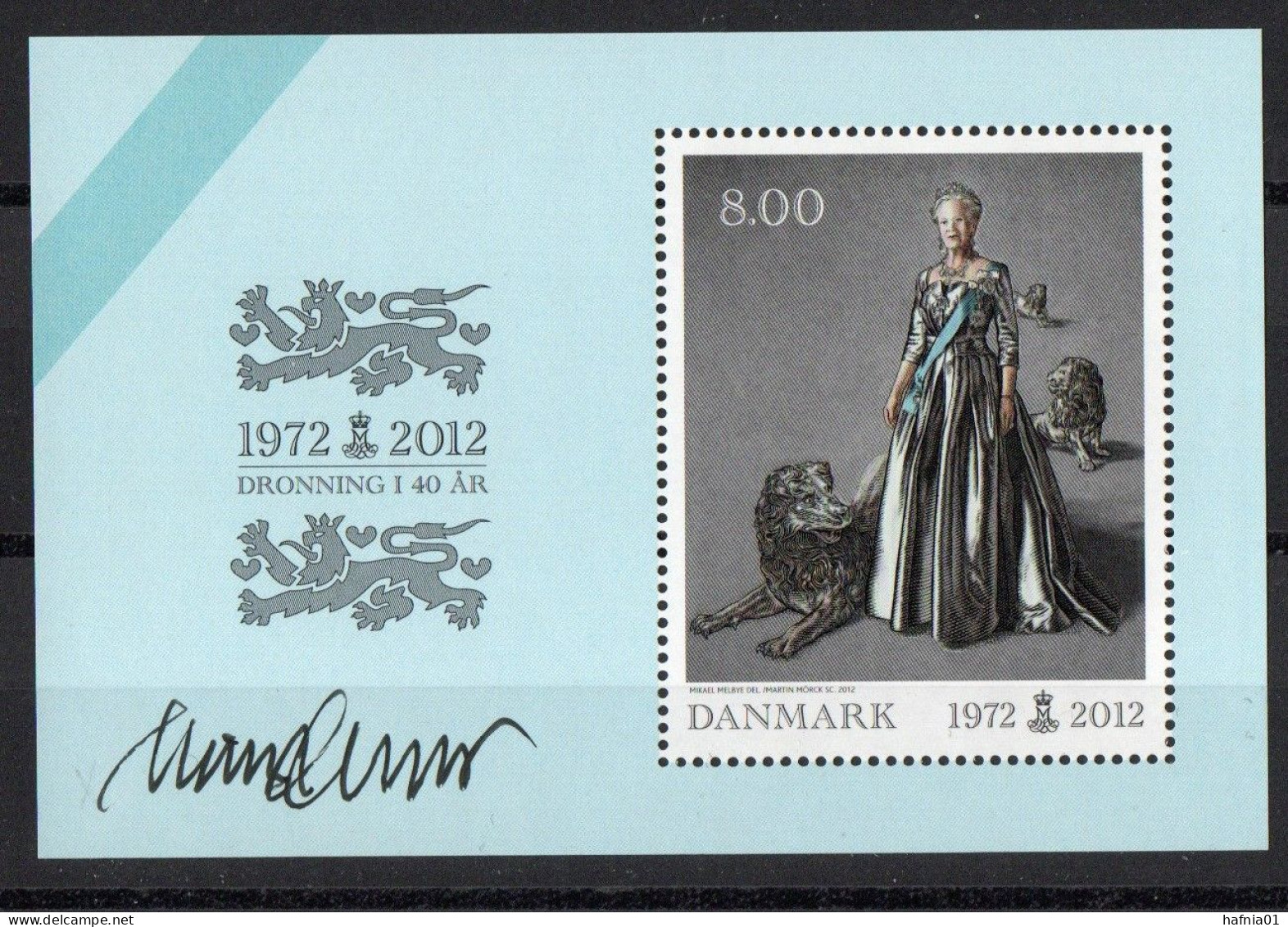 Martin Mörck. Denmark 2012. 40 Anniv Regency Of Queen Margrethe II. Michel Bl. 47 MNH. Signed. - Blocks & Kleinbögen