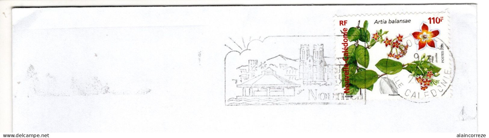 Nouvelle Calédonie Flamme De Nouméa église Timbre : Fleur Artia Balansae - Lettres & Documents