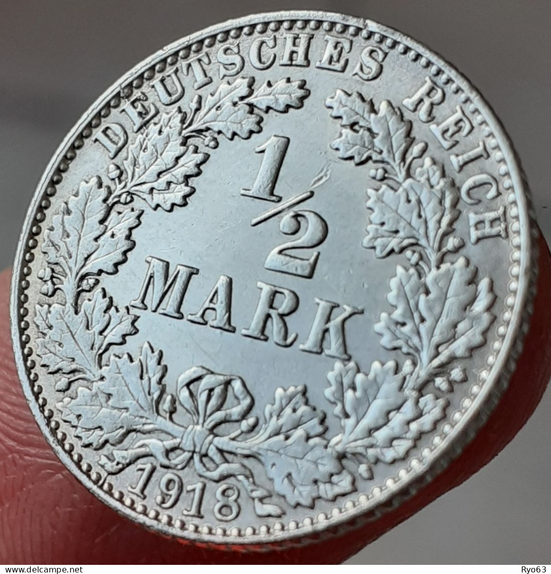 Monnaie 1/2 Mark 1918 E Wilhelm II Allemagne - 1/2 Mark