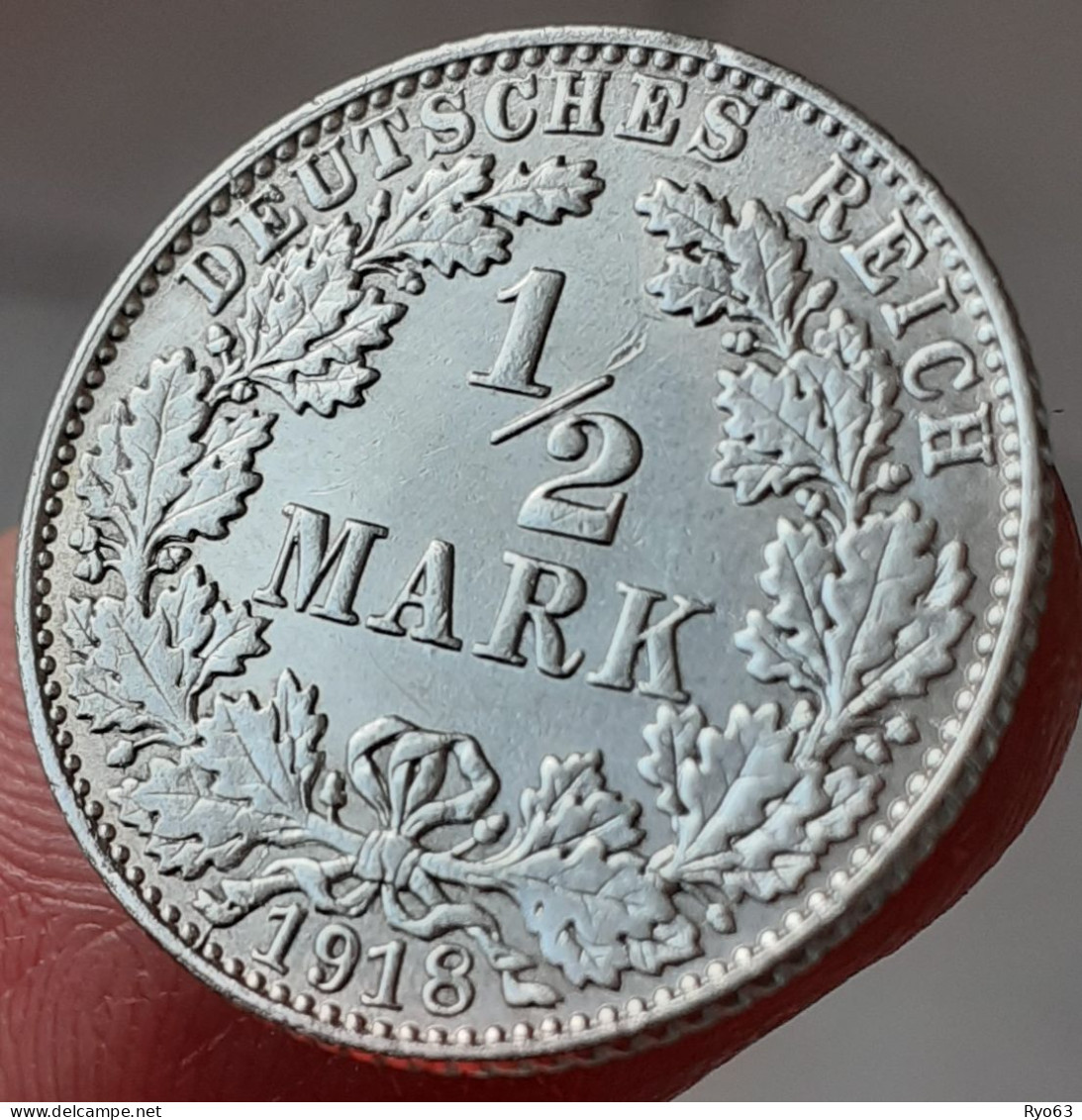 Monnaie 1/2 Mark 1918 E Wilhelm II Allemagne - 1/2 Mark