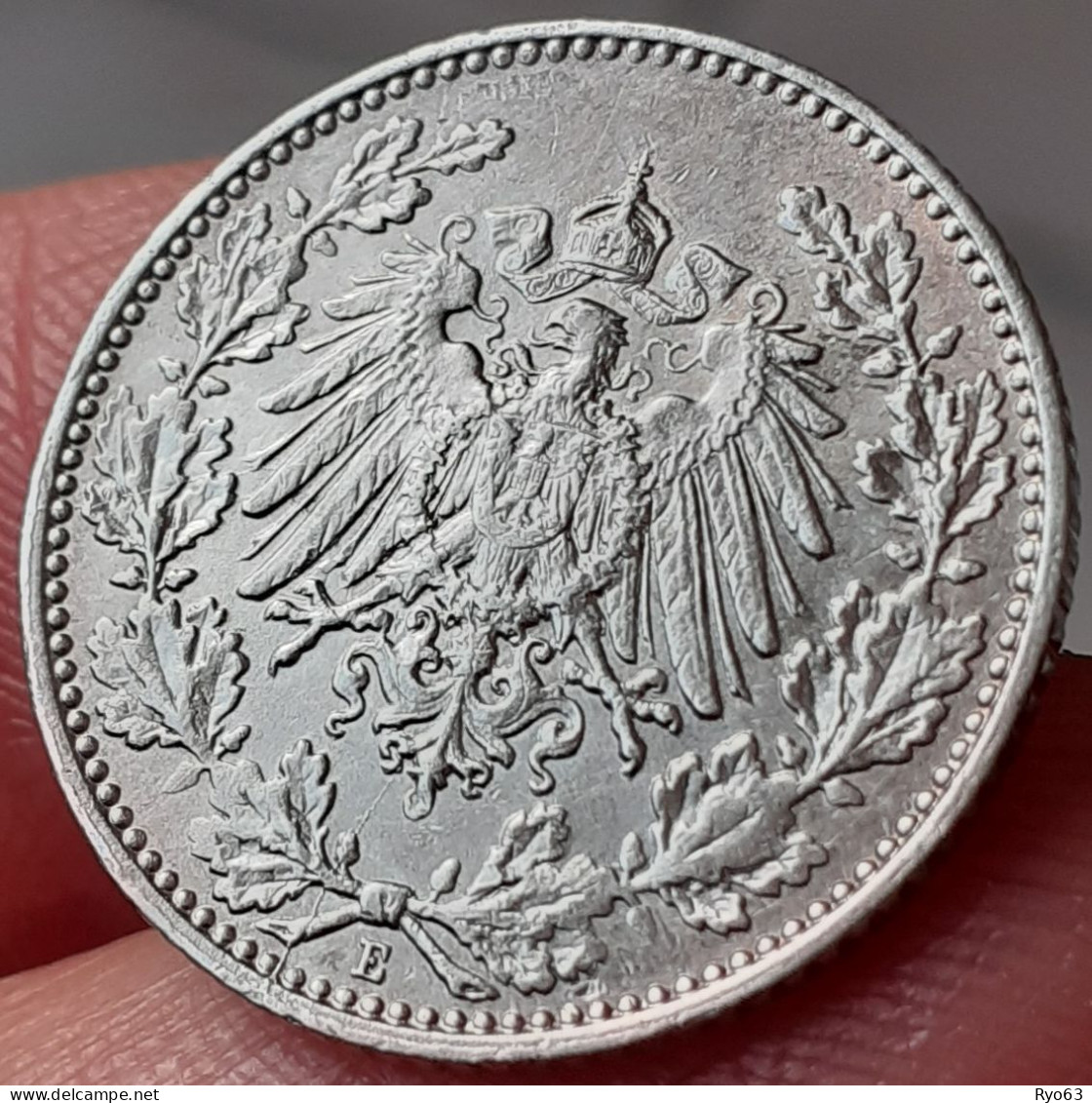 Monnaie 1/2 Mark 1918 E Wilhelm II Allemagne - 1/2 Mark