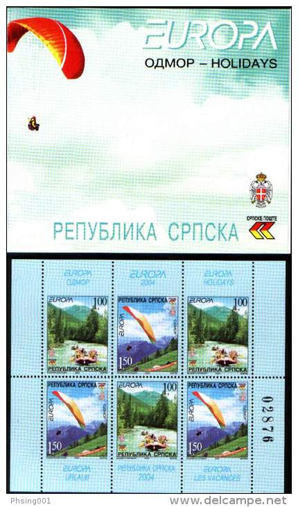 Bosnia Serbia 2004 Europa CEPT Holidays  Les Vacances Urlaub Paragliding Rafting Sports, Booklet MNH - 2004