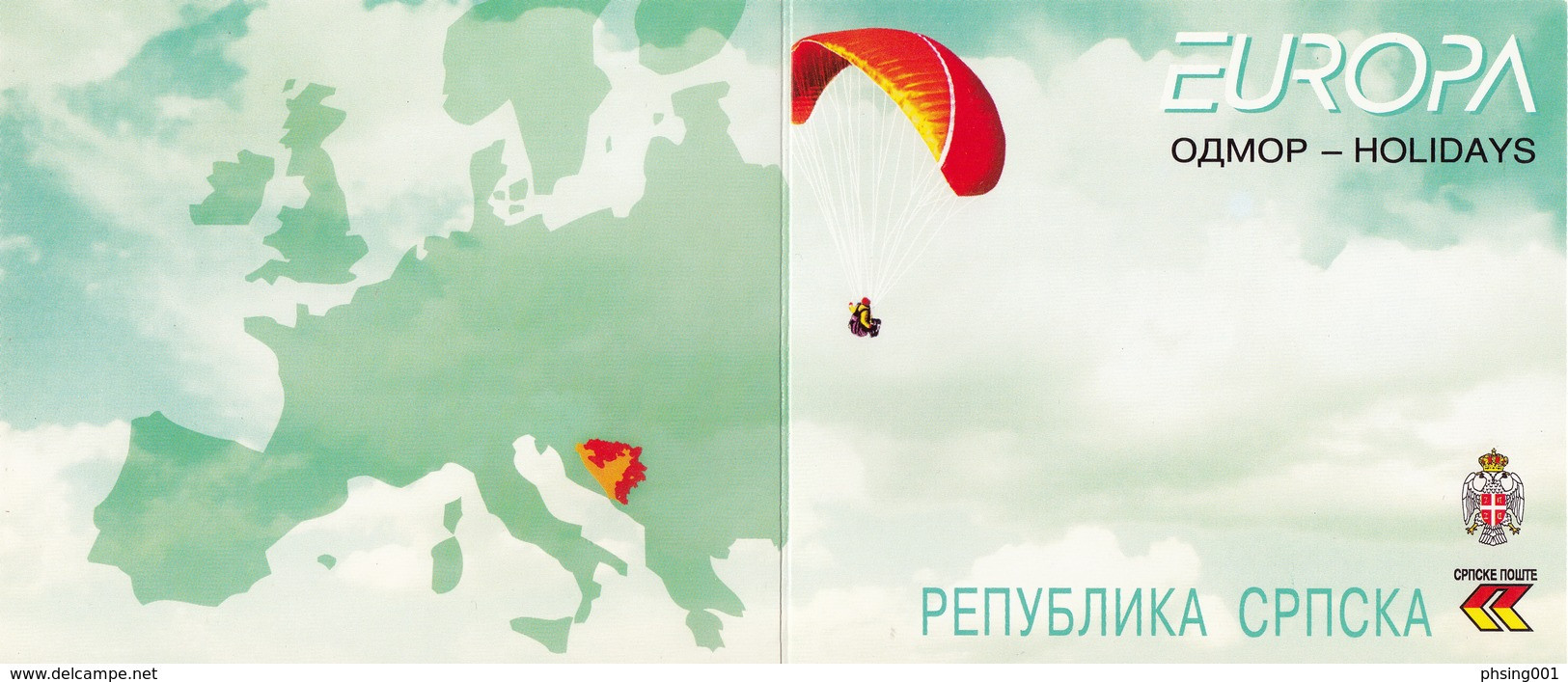 Bosnia Serbia 2004 Europa CEPT Holidays  Les Vacances Urlaub Paragliding Rafting Sports, Booklet MNH - 2004